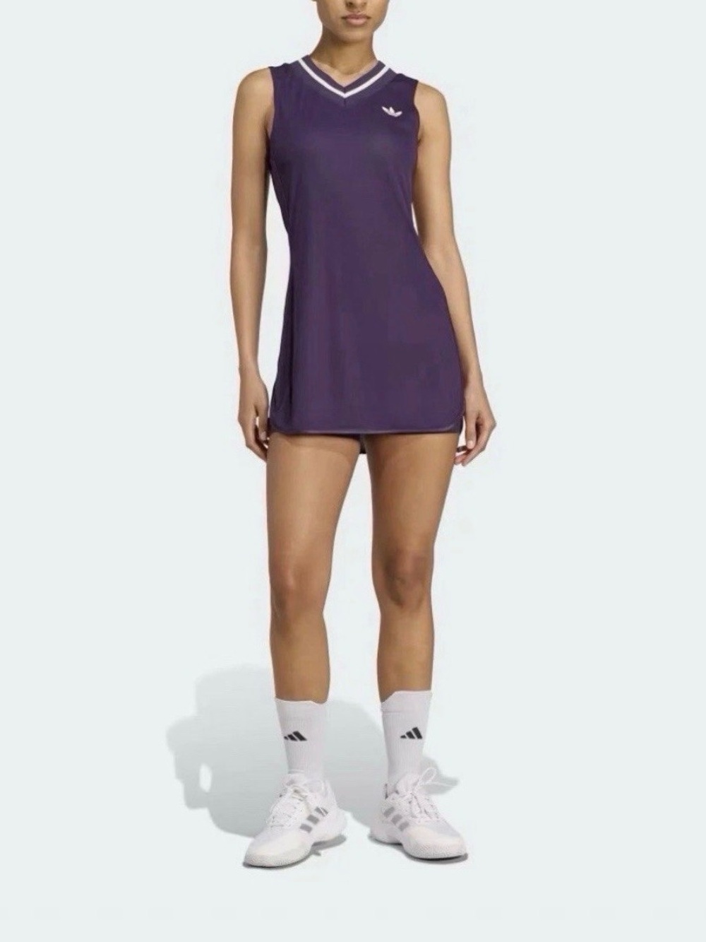 adidas Purple Sleeveless V‑Neck Tennis Dress